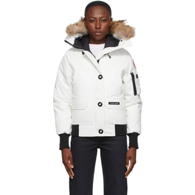 Canada Goose White Down Chilliwack Bomber Jacket In 433 White