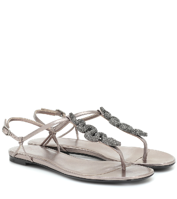 silver valentino flip flops