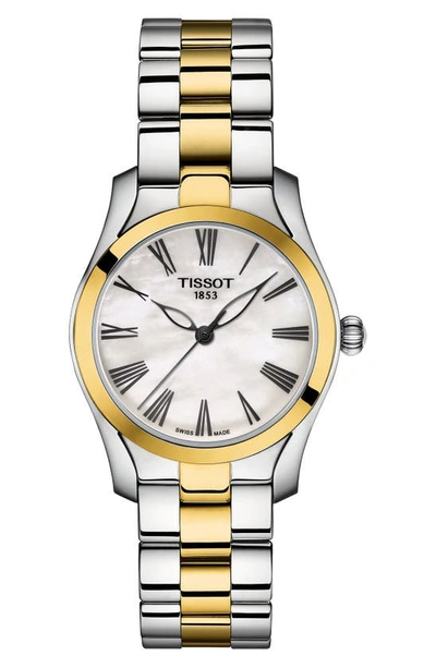 Tissot Women's Swiss T-wave Two-tone Stainless Steel Bracelet Watch 30mm In Two Tone