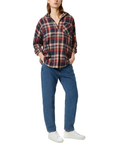 French Connection Rhodes Check Flannel Pop Over Shirt In Multi