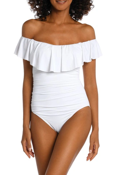 La Blanca Island Goddess Off-the-shoulder One Piece Swimsuit In White
