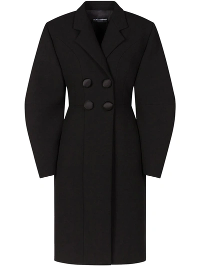 Dolce & Gabbana Double-breasted Woolen Coat In Black