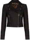 Dolce & Gabbana Jacquard Printed Biker Jacket In Black