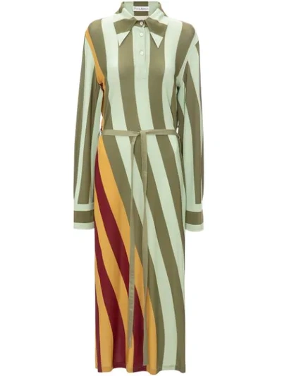 Jw Anderson Warped Stripe Print Polo Dress In 488 Malbec