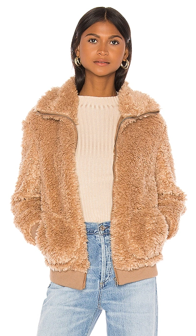 Bb Dakota Teddy Or Not Faux Fur Bomber Jacket In Camel