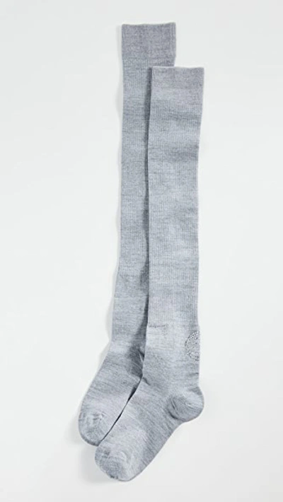 Ganni Merino Wool Thigh High Socks In Grey Dawn