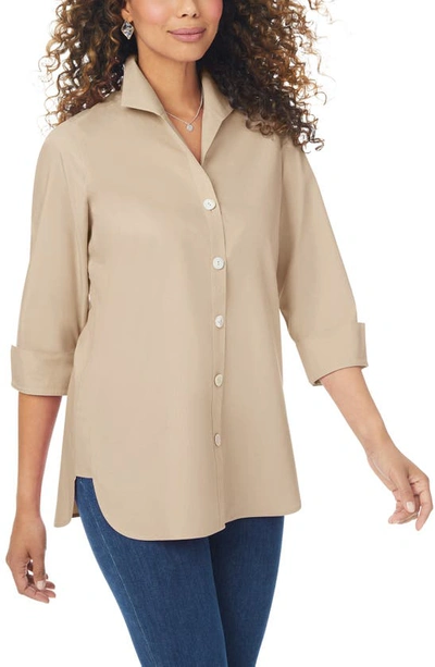 Foxcroft Pandora Non-iron Cotton Shirt In Almond Tart