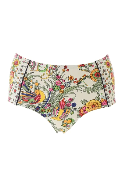 Tory Burch High-waisted Bikini Briefs In White,red,green