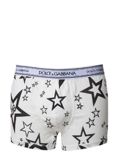 Dolce & Gabbana Stars Print Boxers In Bianco
