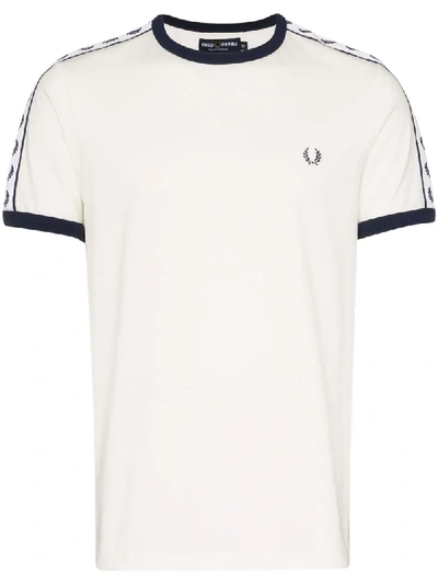 Fred Perry Logo Stripe T-shirt In White