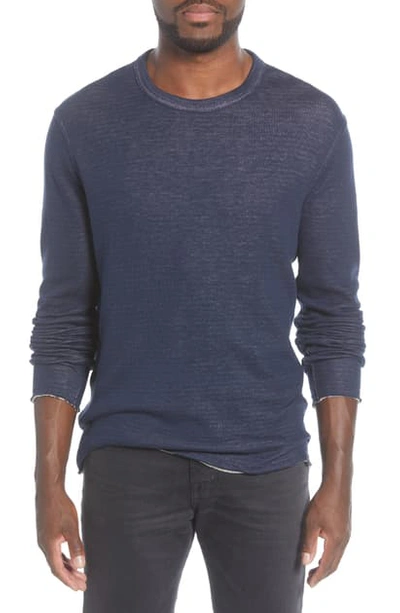 John Varvatos Stamford Reversible Double Knit Pullover In Pacific Blue