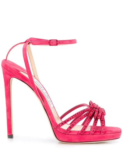 Jimmy Choo Kaite 120mm Crystal-embellished Sandals In Pink