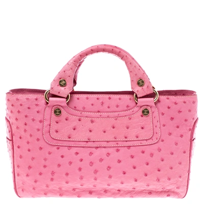 Pre-owned Celine Pink Ostrich Boogie Tote