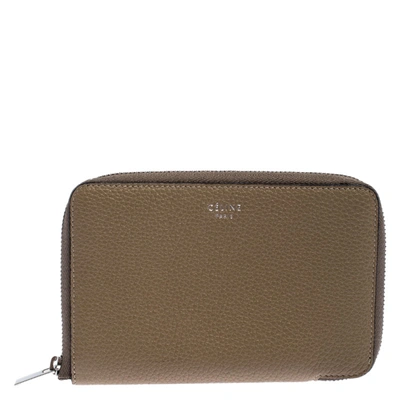 Pre-owned Celine Beige Leather Zip Around Wallet