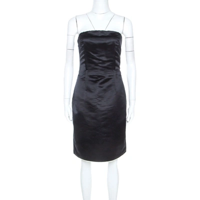 Pre-owned Dolce & Gabbana Dolce And Gabbana Black Silk Strapless Short Dress S