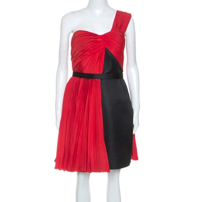 Pre-owned Jason Wu Red Crepe Pleated One Shoulder Dress L