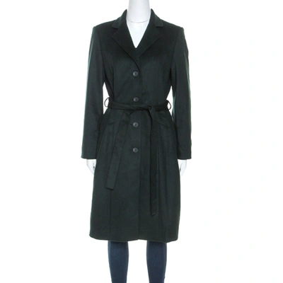 Pre-owned Hugo Boss Boss By  Green Wool Belted Clairona Coat M