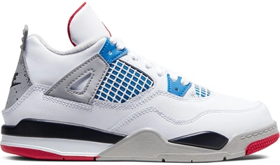 Pre-owned Jordan 4 Retro What The (ps) In White/military Blue-fire Red-black-cement Grey