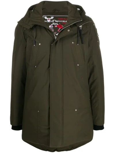 Moose Knuckles Saint-ulric Hooded Parka Coat In Green