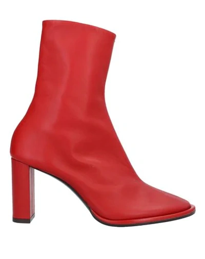 The Row 'tea Time' Leather Ankle Boots In Red