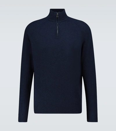 Derek Rose Cashmere Half-zipped Sweater In Color<lsn_delimiter>midnight