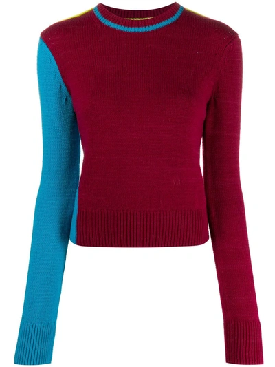 Victoria Beckham Colorblock Alpaca & Wool Crewneck Sweater In Pink