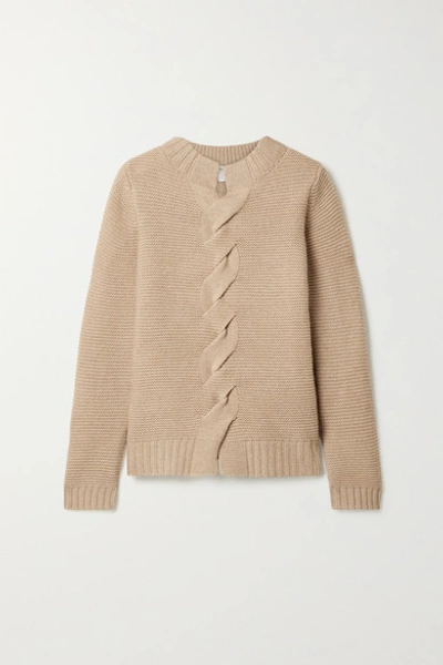 Max Mara Albania Braided Wool & Cashmere Knit Sweater In Camel