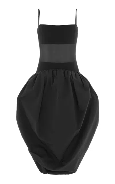 16arlington Carrie Cotton-blend Midi Dress In Black