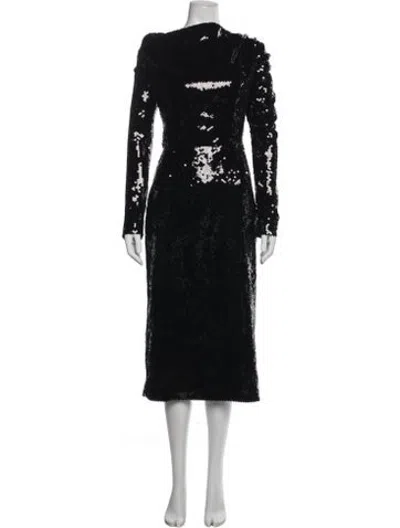 Pre-owned 16arlington Crew Neck Midi Length Dress In Black