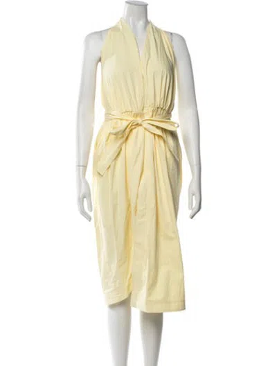 Pre-owned 16arlington Halterneck Midi Length Dress In Yellow