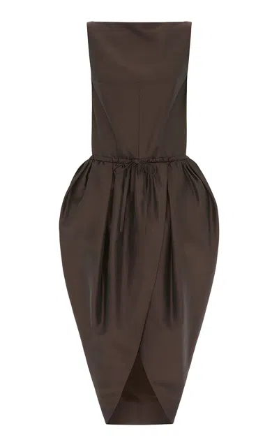 16arlington Iliona Silk Midi Dress In Brown