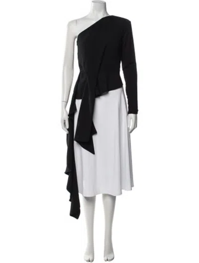 Pre-owned 16arlington One-shoulder Long Sleeve Tunic In Black