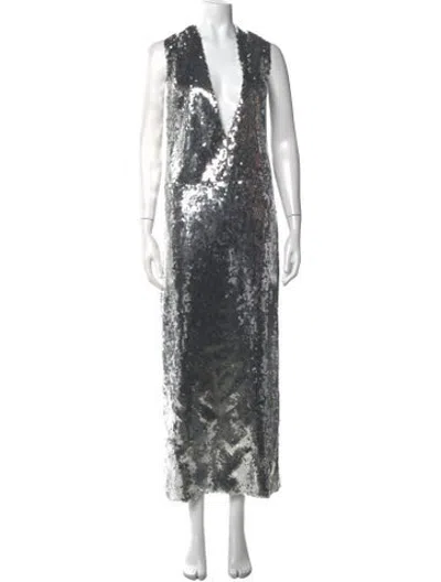 Pre-owned 16arlington Patterned Long Dress W/ Tags In Silver