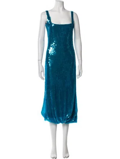 Pre-owned 16arlington Square Neckline Long Dress In Blue