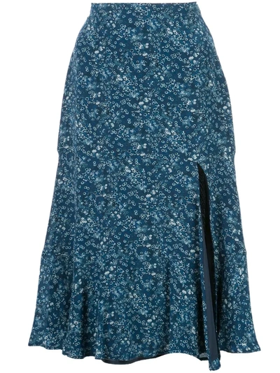 Altuzarra Clementine Ruffled Floral-print Skirt In Blue