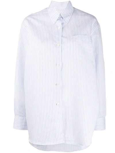 Our Legacy Striped Pointed Collar Shirt In White