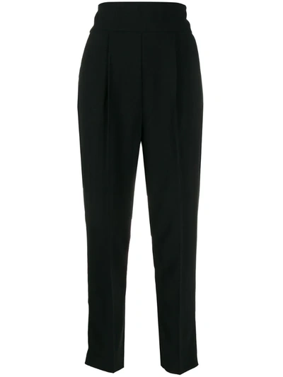 Pinko High Waisted Cropped Trousers In Black