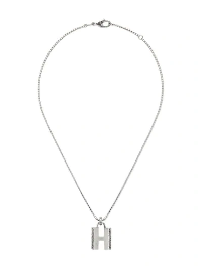 Gucci Silver "h" Letter Necklace In Sterling Silver