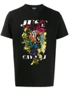 Just Cavalli Abstract-print Logo T-shirt In Black