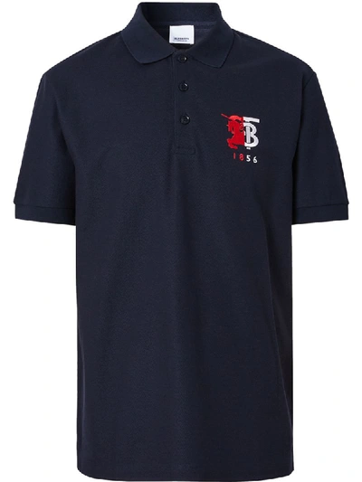 Burberry Contrast Logo Polo Shirt In Blue