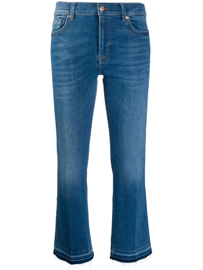 7 For All Mankind Mid Rise Cropped Jeans In Blue