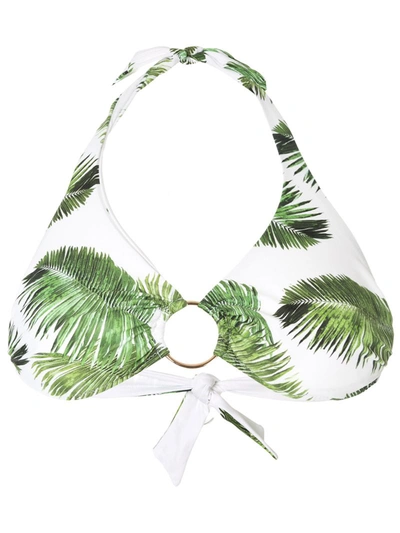 Melissa Odabash Foliage Print Ring Bikini Top In Green