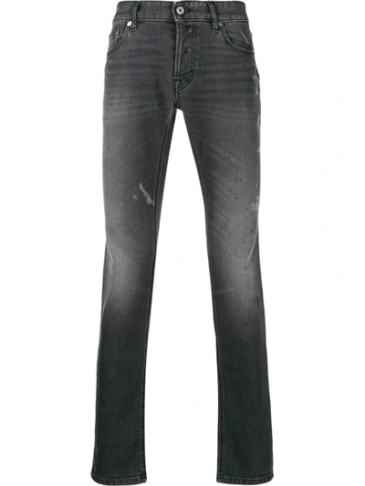 Just Cavalli Distressed Slim-fit Jeans In Black