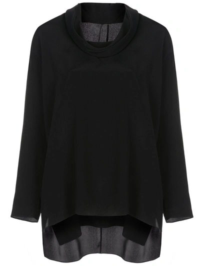 Adam Lippes Cowl-neck Crepe De Chine Top In Black