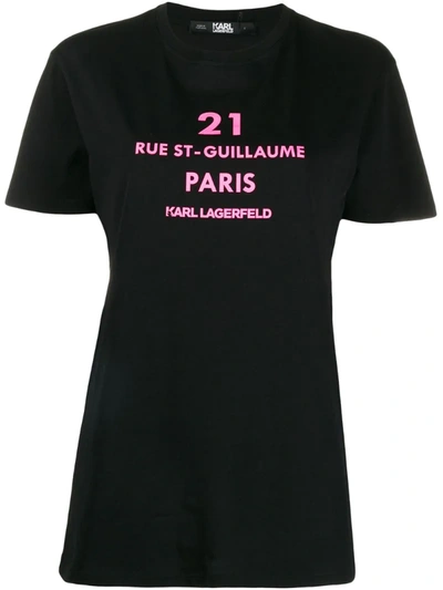Karl Lagerfeld Rue St-guillaume Logo T-shirt In Black