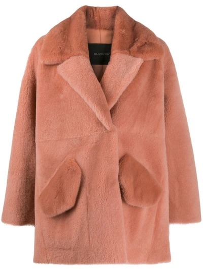 Blancha Oversized Shearling Coat In Pink