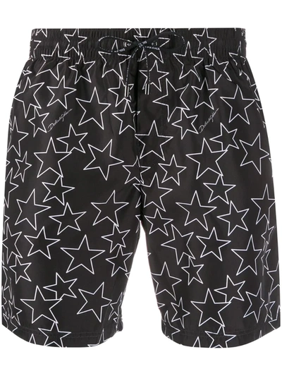 Dolce & Gabbana Star Printed Swim Shorts In Black