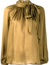 Zimmermann Pussybow Long-sleeve Blouse In Khaki Kha