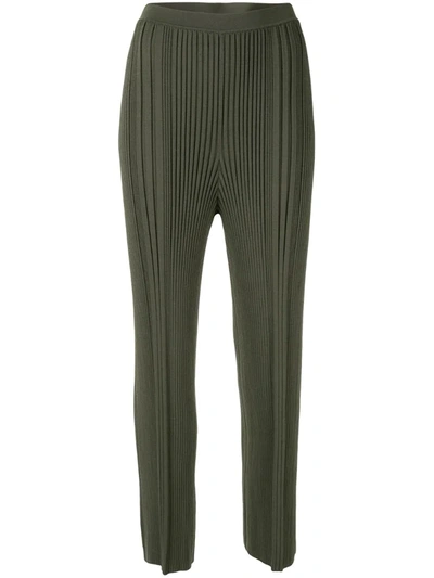 Dion Lee Pinnacle Pleat Cropped Trousers In Green