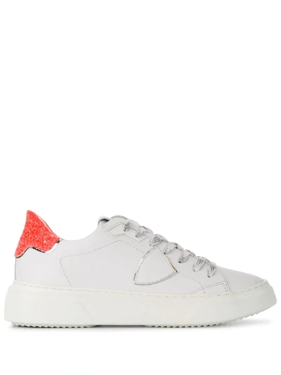Philippe Model Two-tone Lace-up Trainers In White